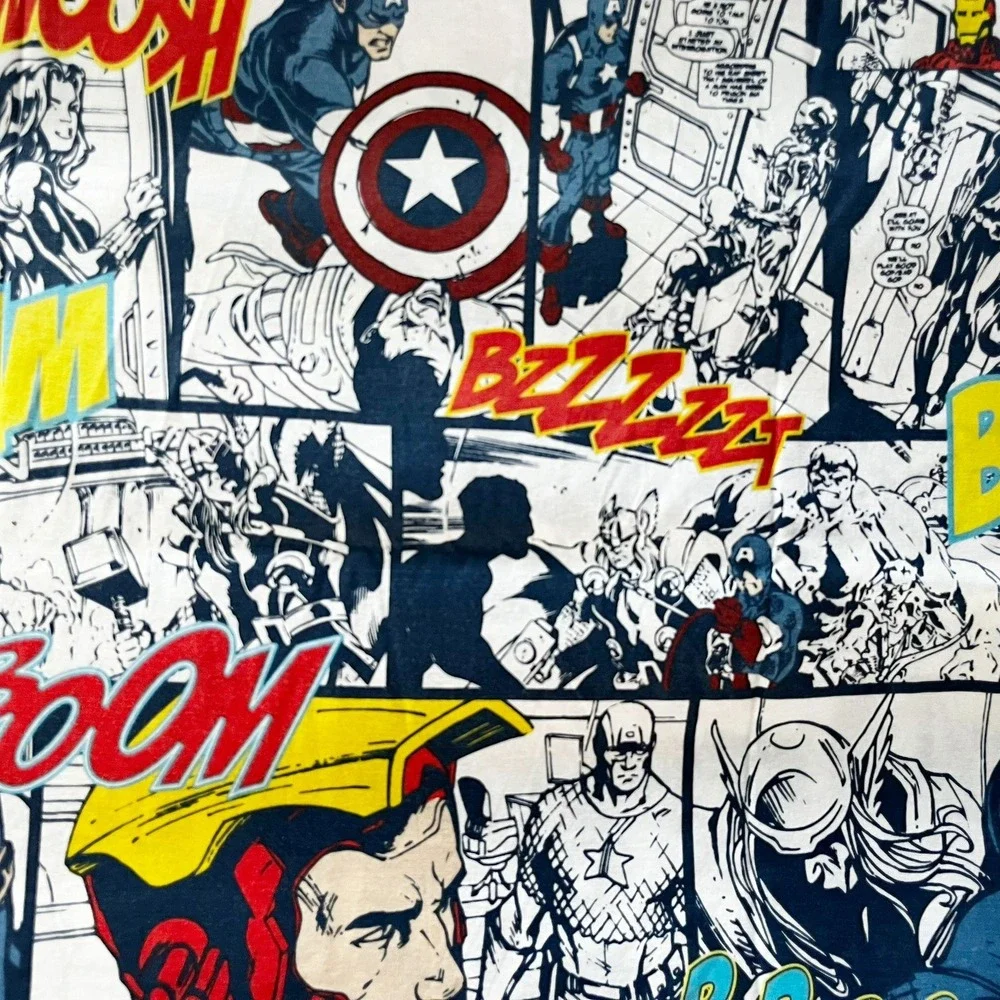 MARVEL AVENGERS Assemble Comic Panel Twin Flat Bed Sheet + Twin Fitted Sheet